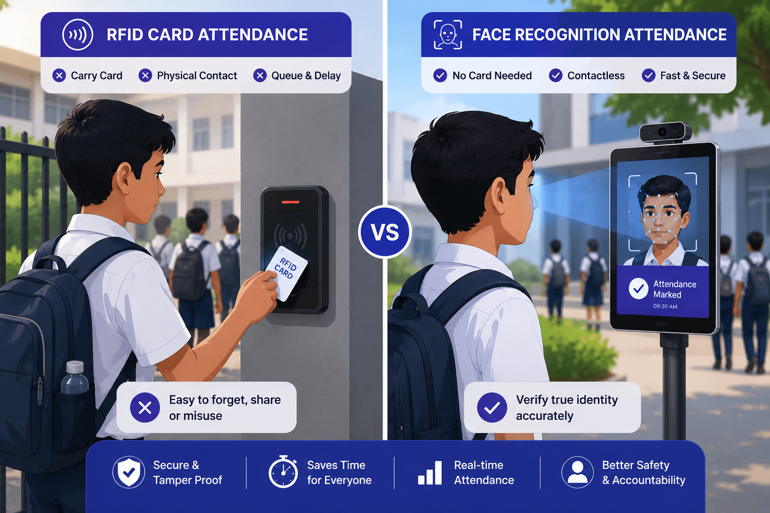 RFID vs Face Recognition Attendance: Which is Right for Your Institute?