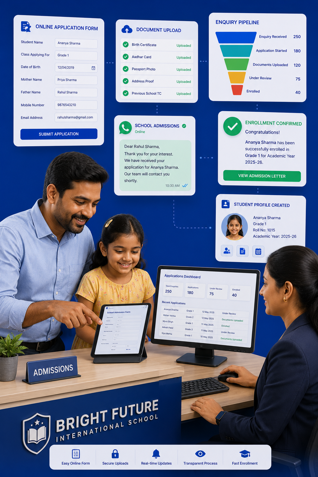 Admissions & Enquiry - AttendanceGuru feature for institute management