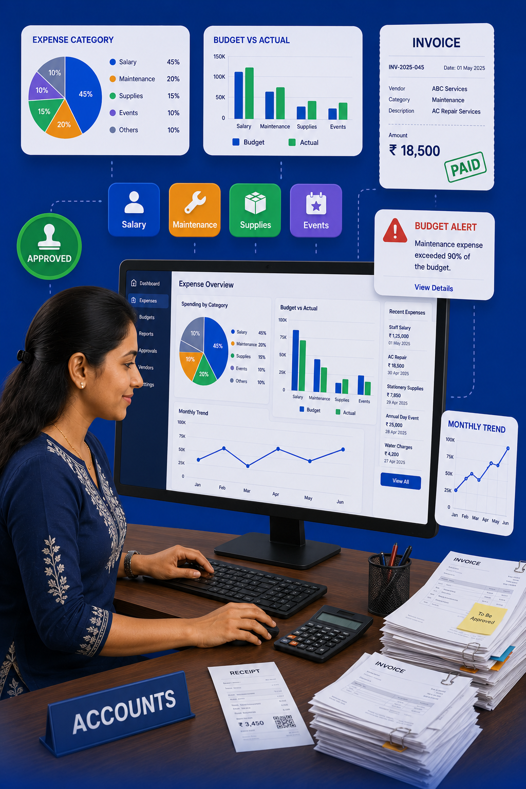 Expenditure Management - AttendanceGuru feature for institute management